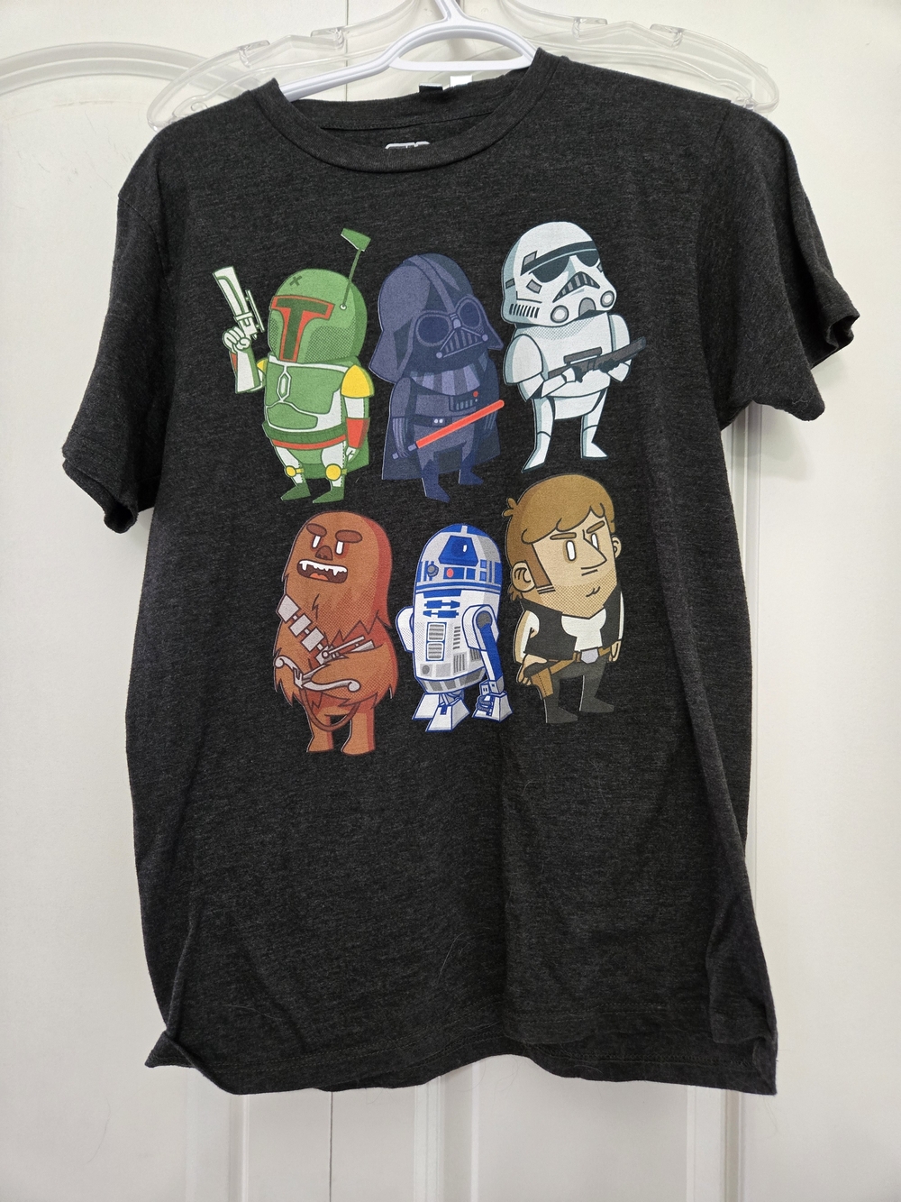 Star Wars Tee - Doodle Graphics Of 6 Characters Charcoal Gray